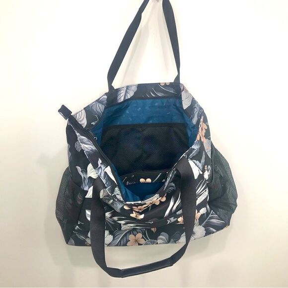 Esvan NEW Black Tropical Print Duffle Tote Beach Gym Bag - Picture 4 of 16